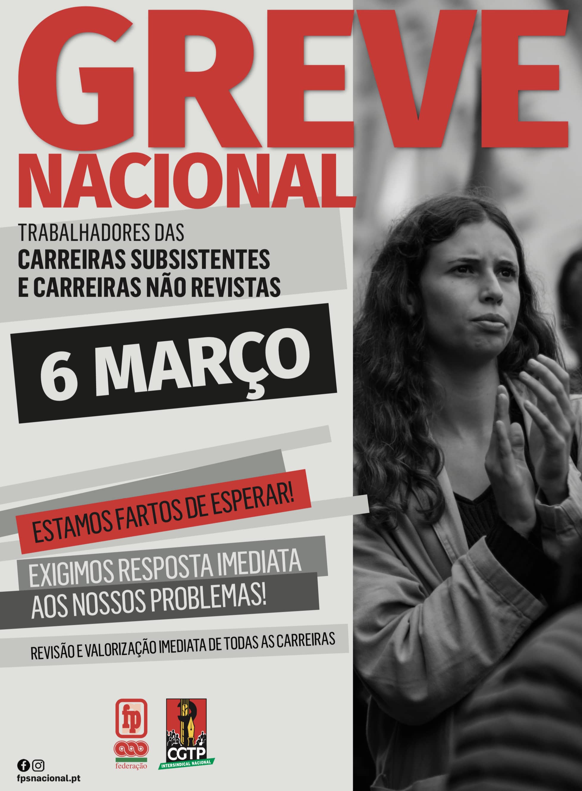 Trabalhadores das carreiras subsistentes e carreiras não-revistas fazem greve no dia 6 de março