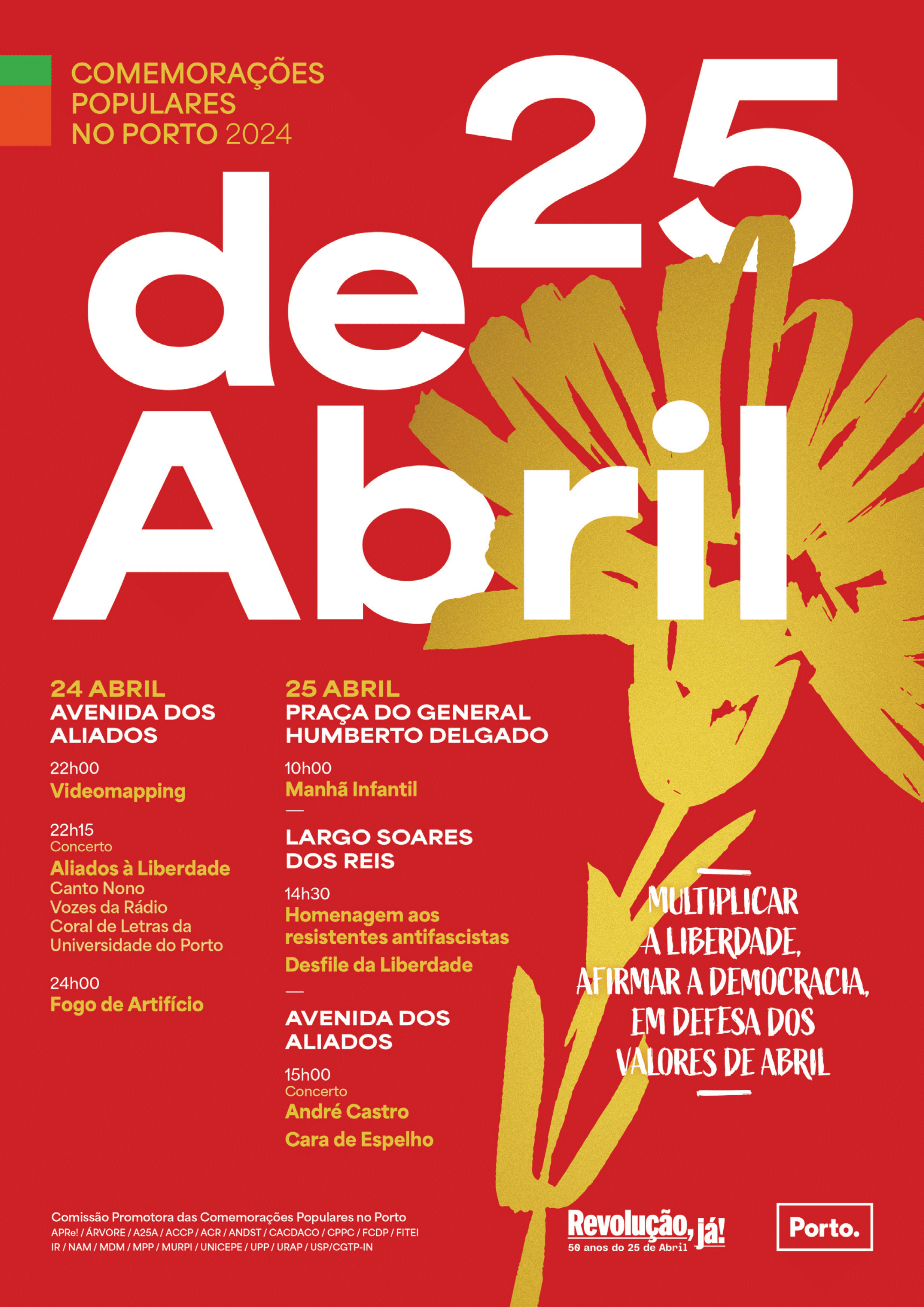 Programa das comemorações populares do 25 de Abril no Porto